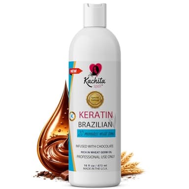 Kachita Spell Brazilian Keratin Hair Straightening Treatment, Lasts Up to 18 Weeks, Keratin Chocolate & Argan Oil Complex, Queratina para Alisar el Cabello, Home & Professional Use, 16 fl oz