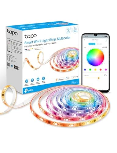 Tapo TP-Link RGBWIC Smart LED Light Strip 16.4Ft, 1000 Lumens, 16M Dimmable Colors, 50 Color Zones, Works w/Apple HomeKit/Alexa/Google Home, Sync-to-Sound, IP44 PU Coating, Trimmable L930-5
