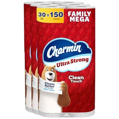Charmin Ultra Strong Clean Touch Toilet Paper, 30 Family Mega Rolls = 150 Regular Rolls