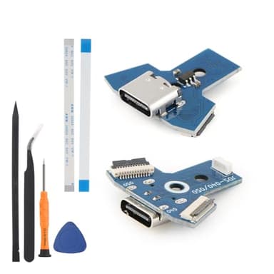 2PCS for PS4 Charging Port Upgrade from Micro-USB to USB Type-C Connector Dock for PS4 JDS-040/050/055 USB Charge Power Socket Jack Port Console DIY Accessories (with Repair Tools)