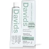 Davids Hydroxi Fluoride Free Nano Hydroxyapatite Toothpaste for Remineralizing Enamel & Sensitive Relief, Whitening, Antiplaque, SLS Free, Natural Peppermint, 5.25oz, Made in USA