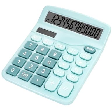 DANRONG Cute Light Blue Desktop Calculator with Big Buttons, Dual Power Source, Solar and Battery, Large Display Screen - Perfect for Office, Teachers, and Students (Light Blue)