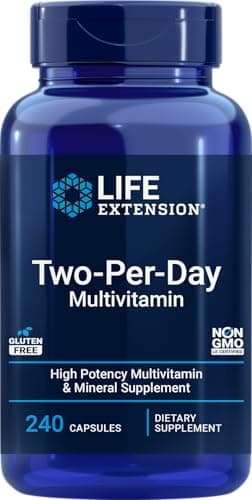 Life Extension Two-Per-Day Multivitamin, Vitamins B, C, D, zinc, Packed with Over 25 Vitamins, Minerals & extracts, Two-Month Supply, Non-GMO, Gluten-Free, 240 Capsules