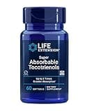 Life Extension Super Absorbable Tocotrienols, Vitamin E as D-Alpha tocopherol, Mixed tocotrienols, Support Hair Growth, Brain Function, Gluten-Free, Non-GMO, 60 softgels