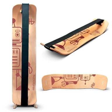 4Balancing Balance Board for Kids - Slackline Wooden Wobble Board - Slackboard Balance Trainer for Coordination - Training for Skateboard, Snowboard, Football, Soccer, Baseball, Basketball - Robot