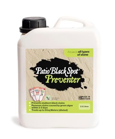 Patio Black Spot Preventer - For all Stone Types - Controls and Prevents Reinfestation after Removal - Suitable for Terraces and Pathways - Removes Red and Green Stains From Algae - 2.5 L