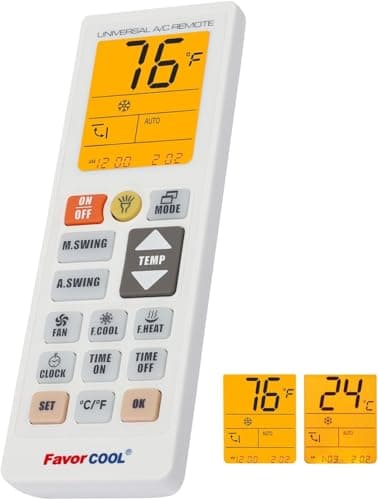 Universal Air Conditioner Remote Control All in One LCD Universal AC Remote Control for Mitsubishi FUJITSU LG Midea Samsung Daikin Panasonic GREE HITACHI Toshiba SANYO A/C(Flashlight)