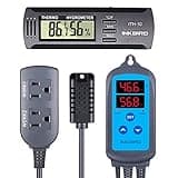 INKBIRD Humidity Controller Combo with ITH-10 Mini Digital Thermometer and Hygrometer for Guitar Ukulele Mason Jar, IHC-200 Pre Wired Outlet Dual Stage Humidistat for Mushroom Greenhouse Reptiles