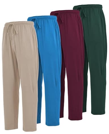 Andrew Scott Men's Cotton Lounge Pants | Multi Packs & Colors | Soft & Light Drawstring Yoga & Sleep PJ Bottoms