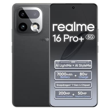 realme 16 Pro+ 5G Smartphone 12+512GB Grey,144Hz AMOLED Display,7000mAh Battery,80W SuperVOOC, 50+200MP Camera, Qualcomm Snapdragon 7 Gen 4 Rocket LPDDR5X, IP69
