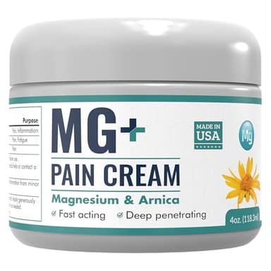 Mars Wellness MG+ Magnesium Cream Pain Relief - Extra Strength Magnesium and Arnica Cream - 4 OZ Tub - Neuropathy, Muscle Pain, and Leg Cramps Relief - 1 Pack