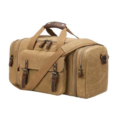 Waxed Canvas Duffel Bag 50L Waterproof Duffle Bag Travel Overnight Weekender Bag