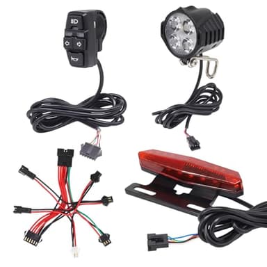36V 48V Ebike Light Kit, Electric Bike Headlight with Horn, Ebike Tail Light with Turn Signal, Fits Rear Rack Mount 50mm 80mm, Not Compatible with Waterproof Connector (Taillight with Brake Light)