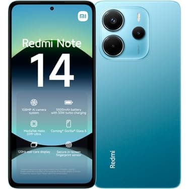 XIAOMI Redmi Note 14 4G LTE (for Tmobile Mint Tello Global) (128GB + 6GB) 6.67" 120Hz 108MP AI Camera Unlocked Global Version Dual Sim (Ocean Blue)