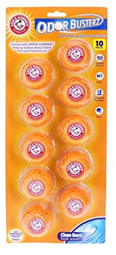 Arm & Hammer OdorBusterz® Odor Eliminator Balls, Clean Burst, 10 Count – Baking Soda Odor Control for Closets, Drawers, Hampers & Small Spaces