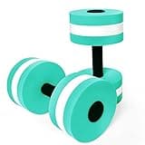 Timoo Aquatic Dumbells Set of 2 Water Dumbbells for Water Aerobics Water Weights for Pool Exercise Set High-Density EVA-Foam Pool Dumbbells, Cyan