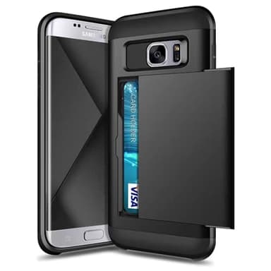 HTXWXJC Phone Case for Samsung Galaxy S7 Edge Wallet Case SM-G935F with Card Holder PC+TPU Anti Drop Protective Cover Cases for Samsung Galaxy S7 Edge Black