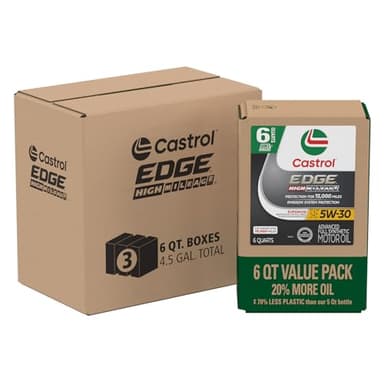 Castrol EDGE High Mileage 5W-30 Advanced Full Synthetic Motor Oil, 6 Quarts EcoPack, 3 Pack