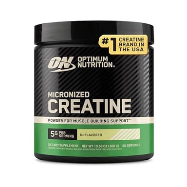 Optimum Nutrition Micronized Creatine Monohydrate Powder, Unflavored, 60 Servings, 300 Grams (Packaging May Vary)