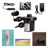 Electric Air Pump for Inflatable with 3 Nozzles, 110V AC/12V DC, Portable Air Mattress Pump, Quick Fill Inflator Air Pump Perfect for Outdoor Camping Inflatable Raft Boat Blow Up Pool Water Toy Bed