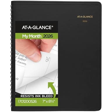 AT-A-GLANCE 2026 Planner, Monthly, 7" x 8-3/4", Medium, Black (701200526)