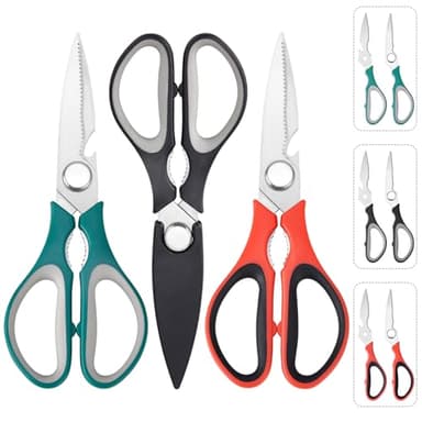 3-Pack Kitchen Scissor All Purpose Kitchen Shears Heavy Duty Scissors Stainless Steel Dishwasher Safe Cooking Scissors, Kitchens Utensils removable for Cutting Meat, Chicken,Fish, Vegetable