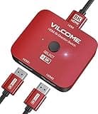 Vilcome HDMI 2.1 Switch, 4K 120Hz HDMI Switcher Ultra HD 8K HDMI Splitter 2 in 1 Out 48Gbps HDMI Hub Support HDR 8K@60Hz, 4K@144Hz, 2K@240Hz for PS4/PS5 Xbox Roku Apple TV Fire Stick Red