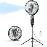 Misting Fan Portable, 20000mAh Outdoor Misting Fans for Patios Outside, 12-Inch Pedestal & Tabletop Oscillating Fans with Fan Misting Kit, Rechargeable Cooling Fann with Remote/Mist/7 Gear Winds/Timer