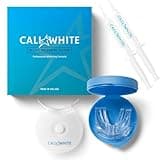 Cali White Teeth Whitening Strip Kit with LED Light and Batteries - Organic Peroxide Teeth Whitening Gel - Set of White Strips - 2x5ml Syringes, Thermoform Whitening Kit Trays and Case