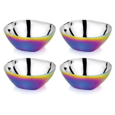 Ahimsa Stainless Steel Bowls for Kids, Durable Pediatrician Designed Toddler Snack Bowl, Premium Non Toxic Metal, Easy to Clean & Dishwasher Safe, Set of 4 Rainbow