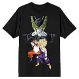 Dragon Ball Z Cell Goku and Gohan Men’s Black T-Shirt-Medium