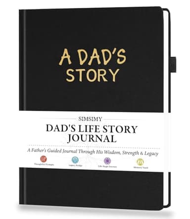 SIMSIMY Dad's Life Story Journal, Hardcover Father Story Guided Journal with Prompt Questions, Dad Memory Keepsake Heirloom Book Gift for Father's Day, Birthday, Christmas from Daughter & Son