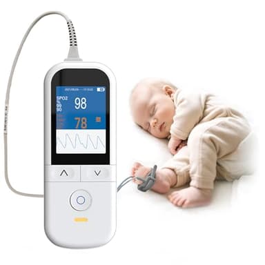 Handheld Pulse Oximeter for Baby, Fast SpO2 Reading with Wrap-Around Probe, Accurate Oxygen Saturation Monitor with Customizable SpO2 & Pulse Alarms, Infant Pulse Oximeter Rechargeable for Continuous Overnight Monitoring
