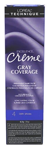 L'OREAL TECHNIQUE Excellence Crème Permanent Hair Color - Long-Lasting Hair Dye, Rich Formula With No-Drip Application, Superb Gray Coverage, 4 Dark Brown