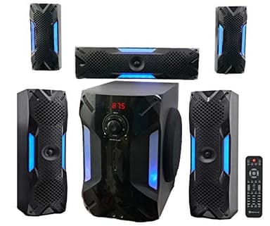 Rockville HTS56 1000W 5.1 Channel Home Theater System, Bluetooth, USB, 8" Subwoofer, LED Light Effects, Remote Control, Optical Input, for Movies, Music & Karaoke