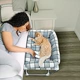 Bedside Cosleeper Pet Dog Bed - Dog Bed with Pillow Extension Attached to Human Bed Height Raised Dog Cat Window Perch (26'' x 20'' x 20'')