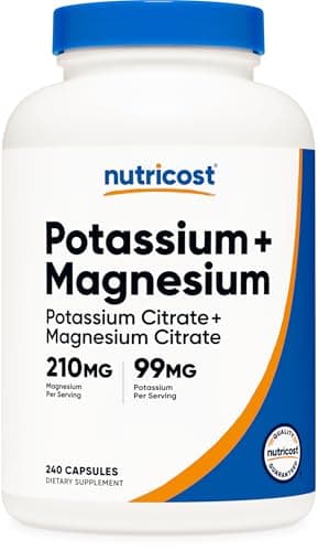 Nutricost Potassium (99 mg) Magnesium (210 mg) Citrates, 240 Capsules - Non-GMO, Gluten Free