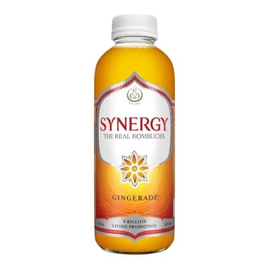 SYNERGY The Real Kombucha - Gingerade - 16 fl oz Bottle - Raw Probiotic Drink for Gut Health and Immune Support