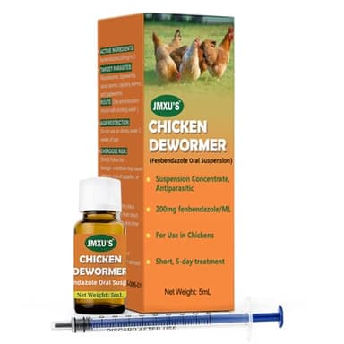 Jmxu's Chicken Dewormer Fenbendazole Oral Suspension, Chicken Antiparasitic,Safe for All Chicken Ages,5 ml