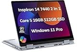 Dell Inspiron 14 7440 2-in-1 Laptop (14" FHD+ Touchscreen, Intel Core 5 120U (> i7-1355U), 16GB DDR5, 512GB SSD), for Creator, Designer, 10-Hr Long Battery Life, Backlit, Win 11 Pro w/ AI Copilot