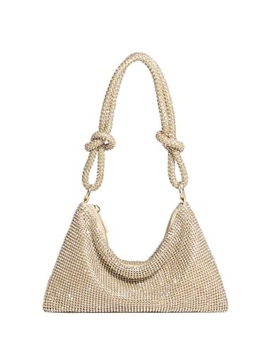 YUWITA Rhinestone Purse for Women Evening Bag Glitter Sparkly Mini Handbags (Gold)