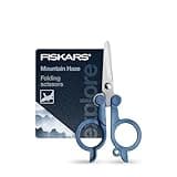 FISKARS Folding Travel Scissors - TSA-Compliant and Portable - Stainless Steel Blades and Blue Handles