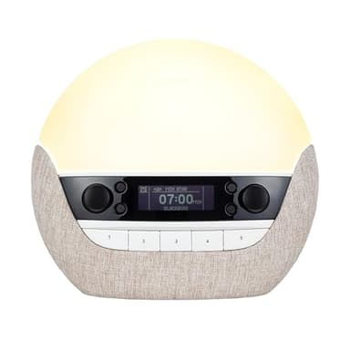 Lumie Bodyclock Luxe 700FM | Wake-Up Light with FM Radio, Bluetooth Speakers, Sunrise/Sunset Features and Low-Blue Light for Sleep