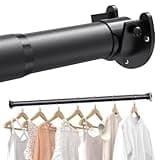 Closet Rods for Hanging Clothes, 17 to 99 Inches Stepless Adjustable Metal Closet Rod, 1.3 Inches Heavy Duty Clothes Hanging Rod for Closet Wardrobes Laundry RV