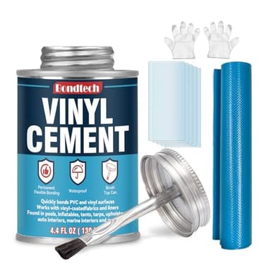 PVC Cement 4.4 OZ, Vinyl Cement High Strength, PVC Pipe Glue Flexible Bond for Inflatables, Vinyl, Pool Liners, Tarps, Hot Tubs, Air Mattresses (4.40 OZ)
