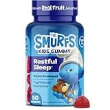 The Smurfs 1mg Melatonin Gummies for Kids with Chamomile & Lemon Balm for a Restful Sleep Age 3+ | Non-Habit Forming | Made with Real Fruit in a Smurf Berry | Doctor Developed | 50 Vegetarian Gummy