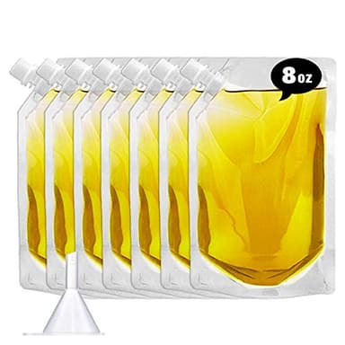 Plastic Flasks-Rum Runners Plastic Liquor Bags to Sneak Alcohol,Leak-Proof, BPA-Free, Juice TravelCruise Flask Kit for Travel Outdoor Sports, Concerts, Events（8oz X 10）