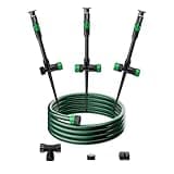 RESTMO Flexible Sprinkler System with Metal Spike Base, Above Ground DIY Irrigation Kit, Multi-Adjustable Lawn Sprinkler Set, Ideal for Plant and Flower Bed Watering, 30ft Garden Hose Included
