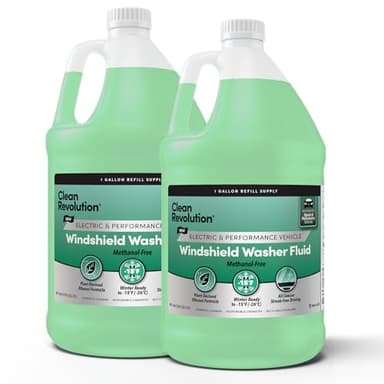 Clean Revolution EV Windshield Washer Fluid, 128oz 2-Pack, 100% Methanol-Free, Winter Ready up to -15°F, Compatible with Electric Vehicles and Performance Cars (2 Pack)