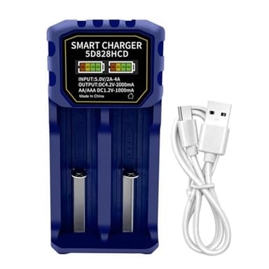 Smart Double Bay Type-C for 14500 26800 32650 Cells Auto-Detect & Slot Control Intelligent USB Double Slot Battery Charging